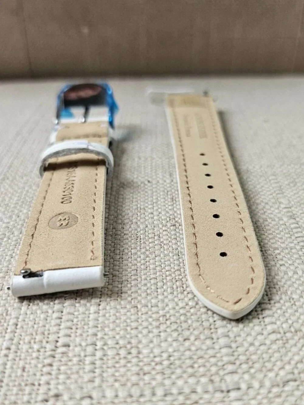 Michelle Strap for Replacement Band White Genuine Leather Size 16mm Made France